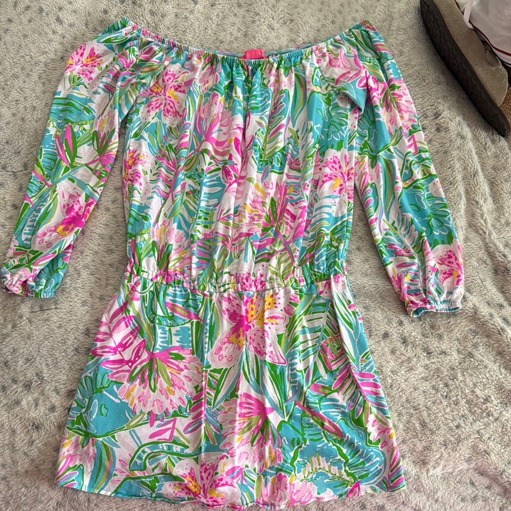 Lilly Pulitzer Pink and Green Tropical Dress